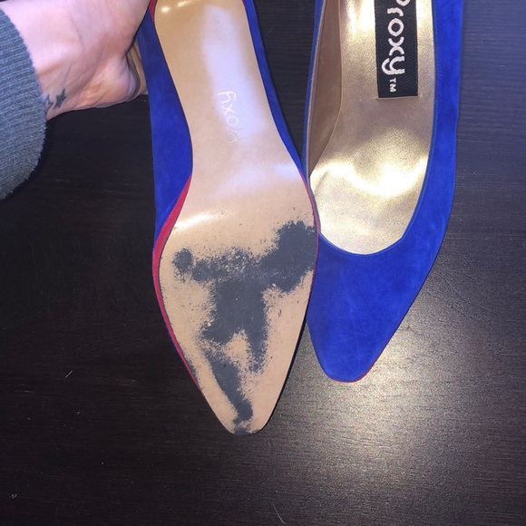 VINTAGE 80’s blue suede heels with red accents. Excellent condition/quality - Picture 4 of 8